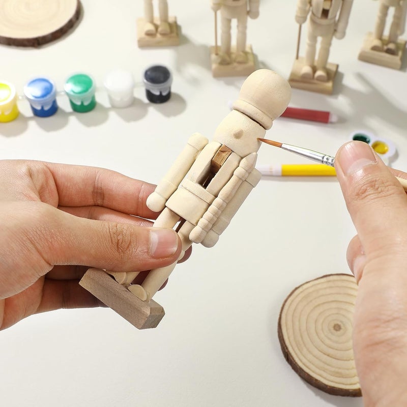 PASOLABE Store Christmas Wooden Nutcrackers Unpainted Nutcracker 12Pcs Christmas Unfinished Nutcracker Figures DIY Nutcracker Blank Nutcracker - Image 4